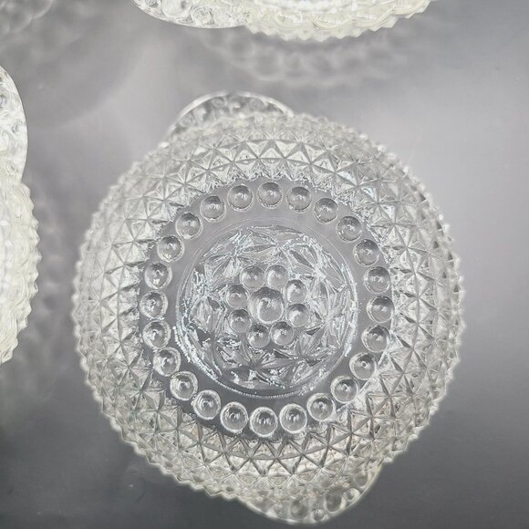 Vintage Clear Glass Dessert Bowls Cut Diamond Hobnail Pattern Set Of 4 - Picture 4 of 7